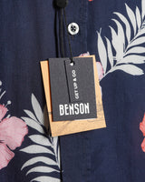 Benson Champlain Navy Flowers Cotton  Tencel Short Sleeve Shirt Navy 3