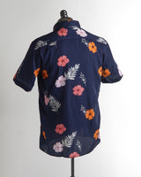 Benson Champlain Navy Flowers Cotton  Tencel Short Sleeve Shirt Navy 6