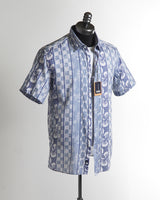 Benson Champlain Blue Pattern Cotton  Tencel Short Sleeve Shirt No Colour 1