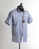 Benson Champlain Blue Pattern Cotton  Tencel Short Sleeve Shirt No Colour 1