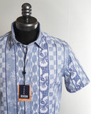 Benson Champlain Blue Pattern Cotton  Tencel Short Sleeve Shirt No Colour 5