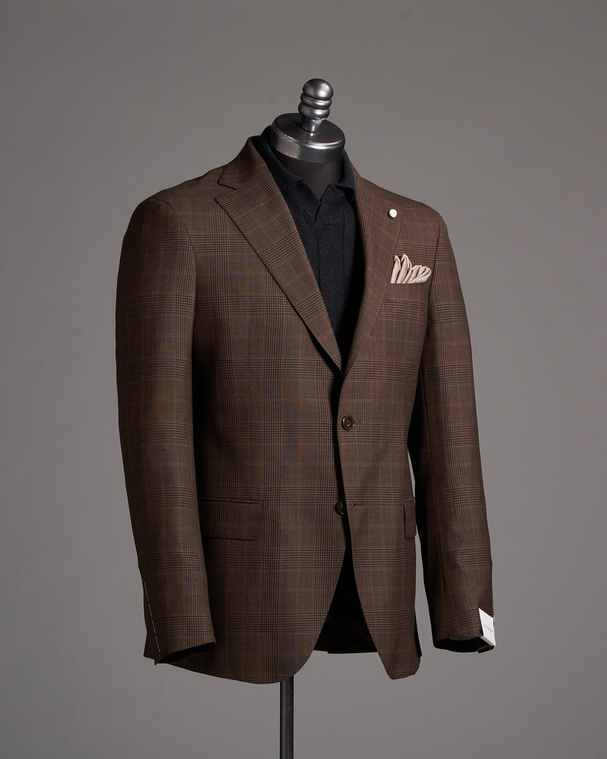 Luigi Bianchi Mantova Chocolate Brown Wool Check Sport Jacket Chocolate 2 7689