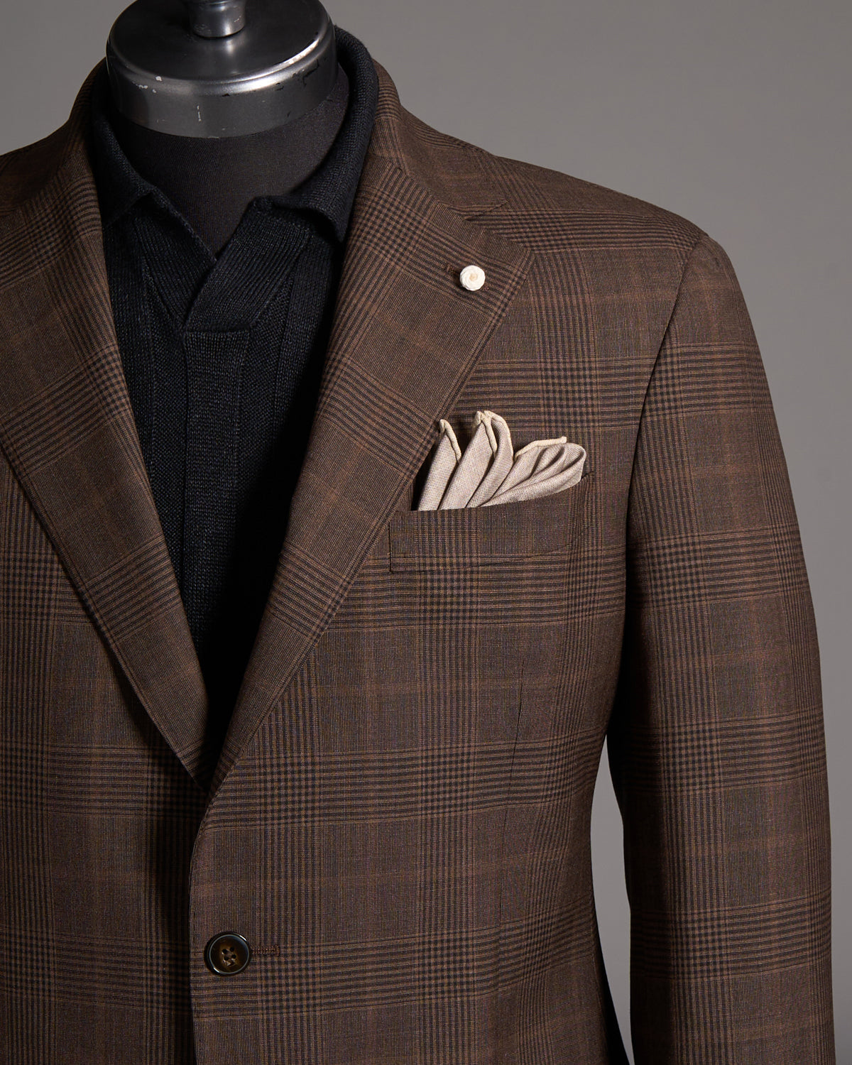 Luigi Bianchi Mantova Chocolate Brown Wool Check Sport Jacket Chocolate 4 7692