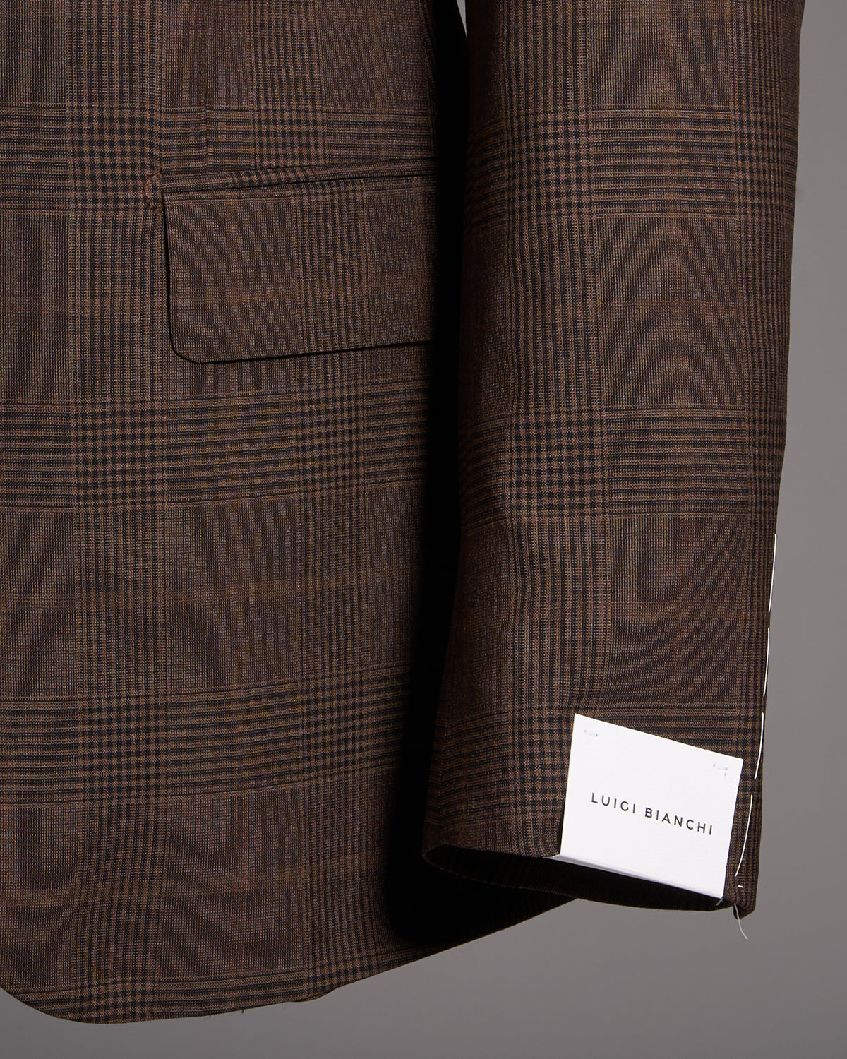 Luigi Bianchi Mantova Chocolate Brown Wool Check Sport Jacket Chocolate 6 7690