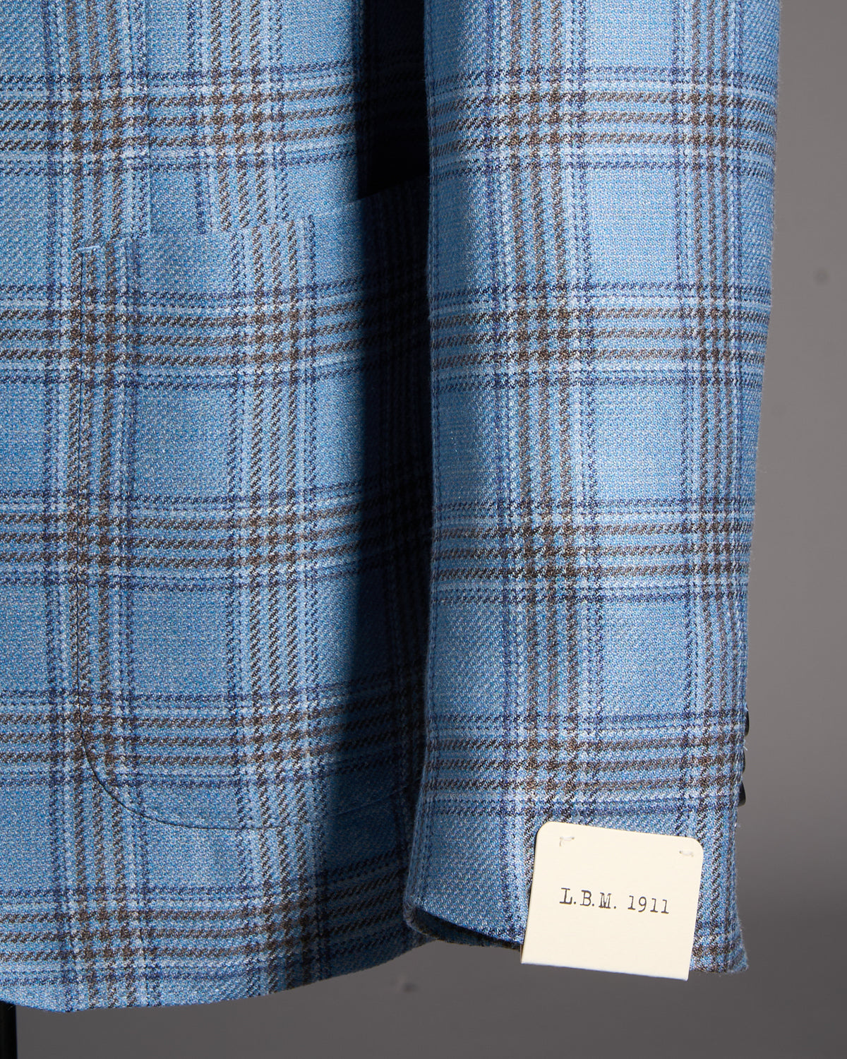 L.B.M. 1911 Blue Check Wool Silk Linen Sport Jacket Blue 10 7706
