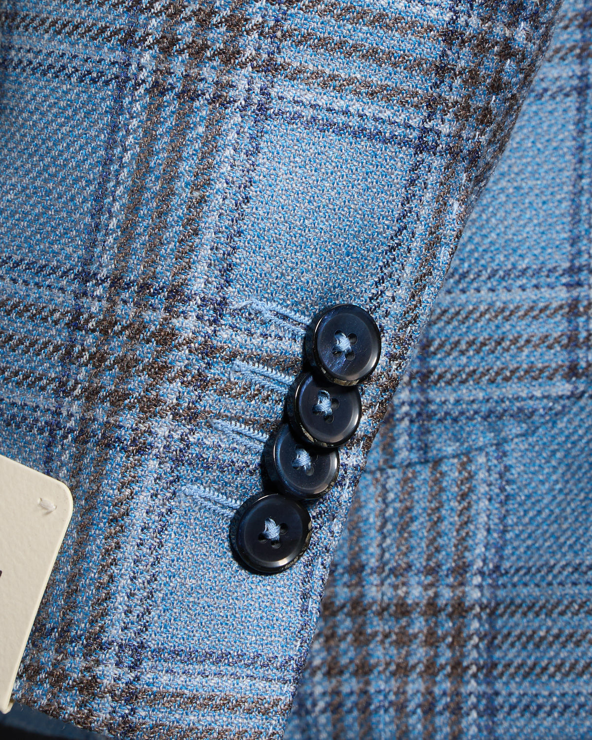 L.B.M. 1911 Blue Check Wool Silk Linen Sport Jacket Blue 11 7705