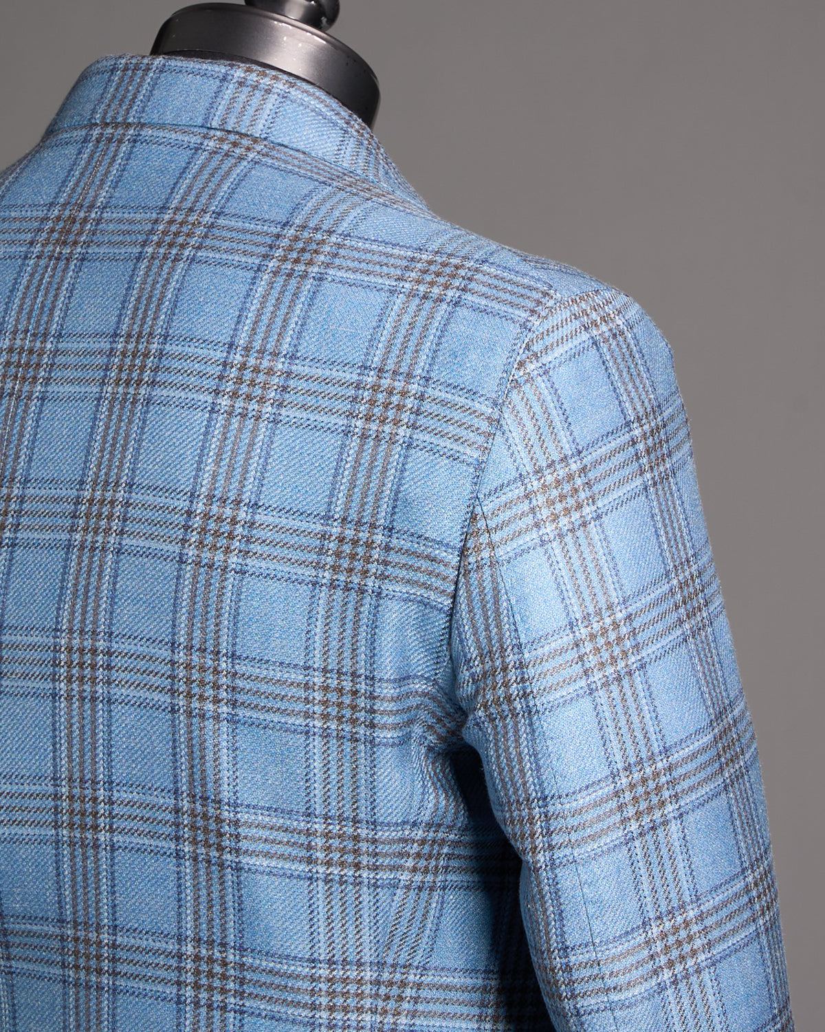 L.B.M. 1911 Blue Check Wool Silk Linen Sport Jacket Blue 13 7710