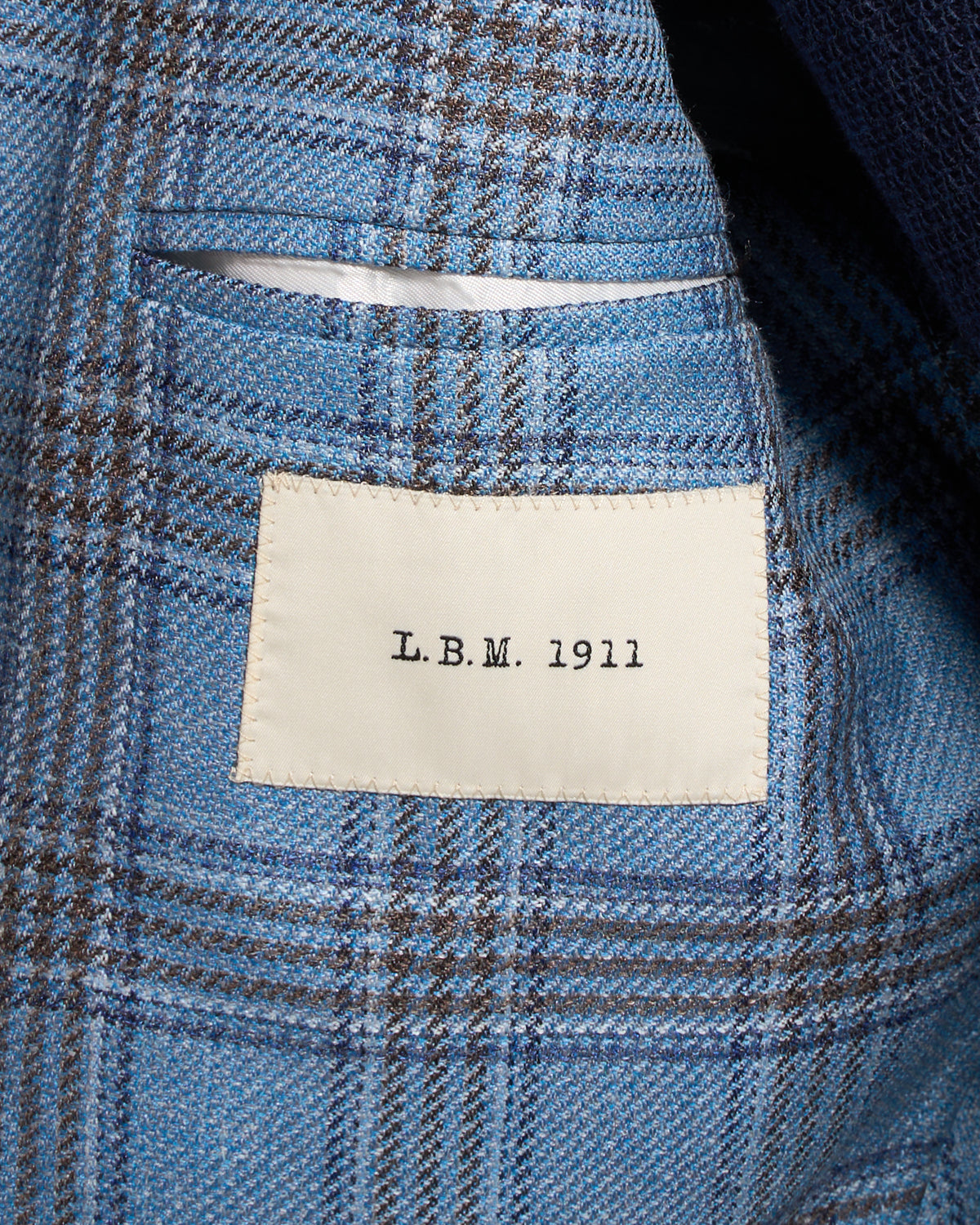 L.B.M. 1911 Blue Check Wool Silk Linen Sport Jacket Blue 14 7711