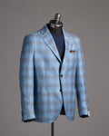 L.B.M. 1911 Blue Check Wool Silk Linen Sport Jacket Blue 5 7704