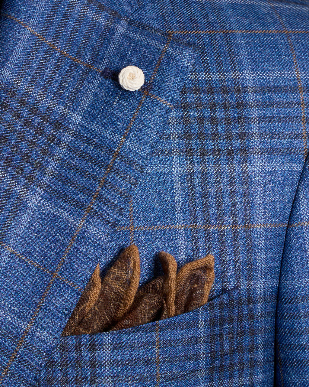Luigi Bianchi Mantova Blue Check Wool Silk Linen Sport Jacket Blue 6 7698