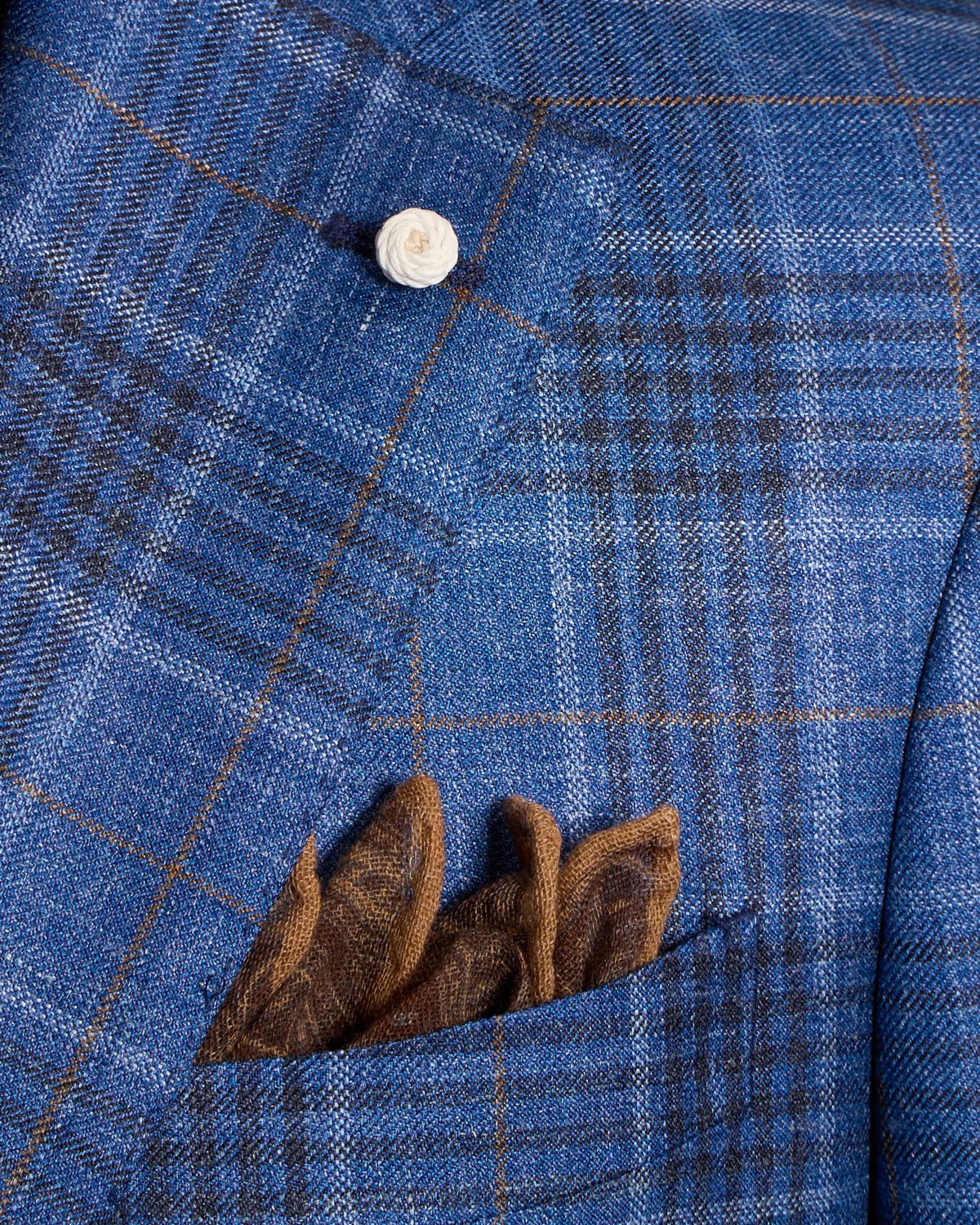 Luigi Bianchi Mantova Blue Check Wool Silk Linen Sport Jacket Blue 6 7698