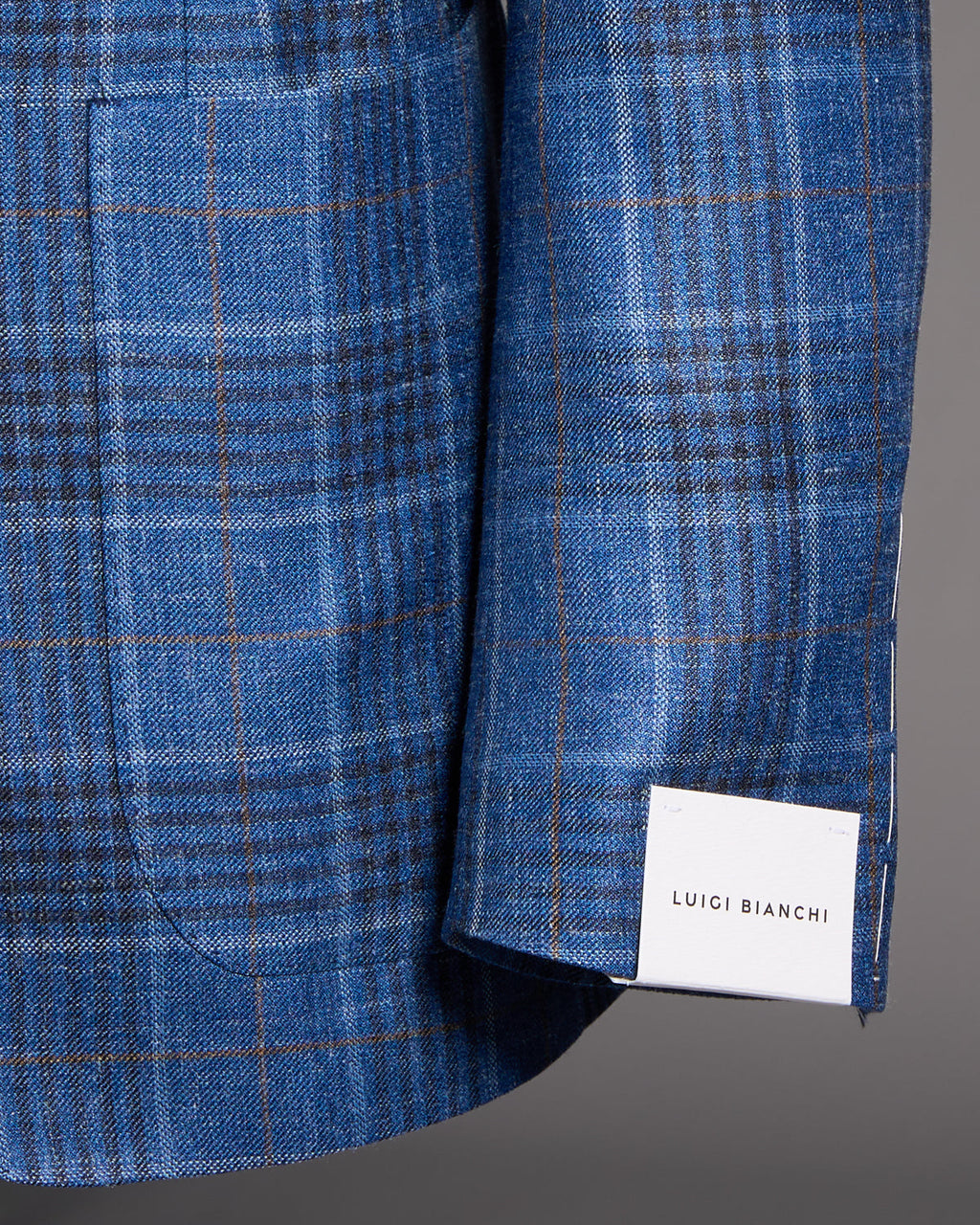 Luigi Bianchi Mantova Blue Check Wool Silk Linen Sport Jacket Blue 7 7697
