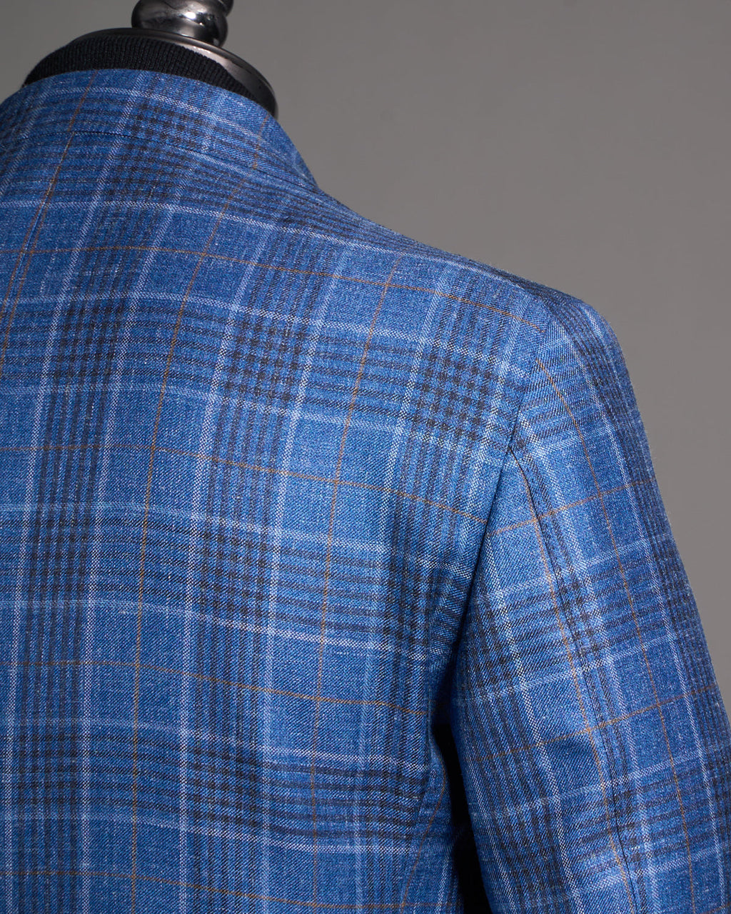 Luigi Bianchi Mantova Blue Check Wool Silk Linen Sport Jacket Blue 8 7701