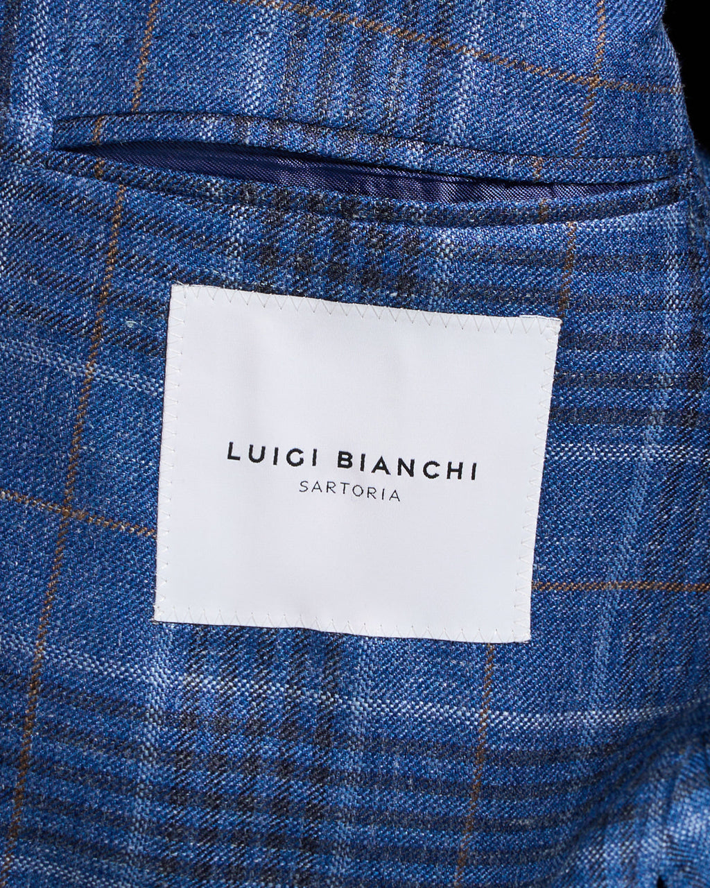 Luigi Bianchi Mantova Blue Check Wool Silk Linen Sport Jacket Blue 9 7702