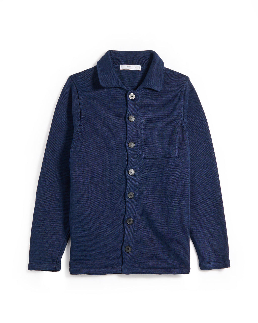 Inis Meain 100% Washed Linen Classic Button Front Overshirt Sweater Navy 6 8049