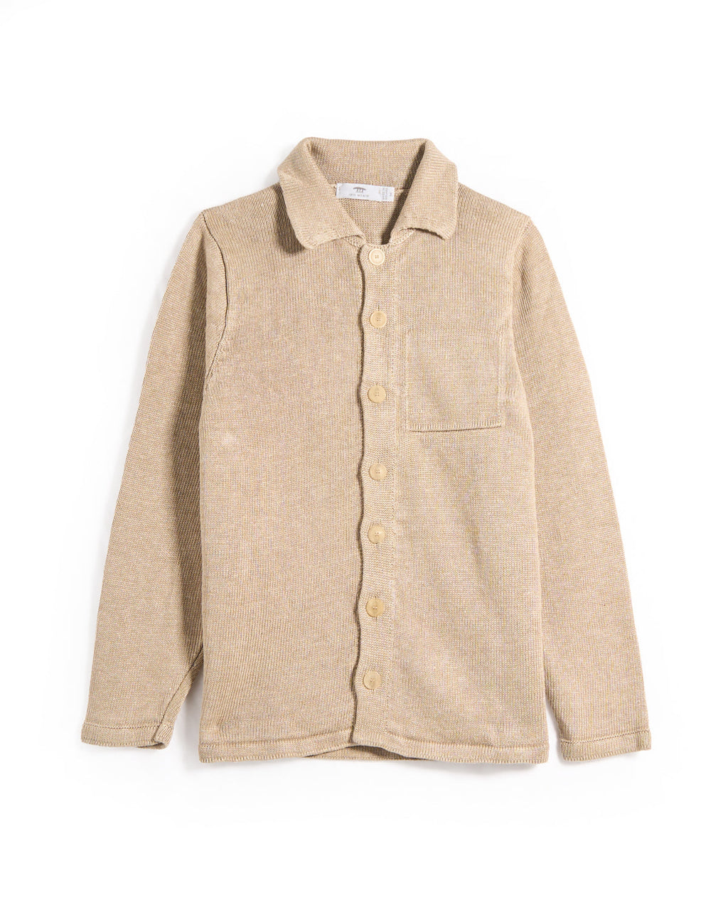 N42M Inis Meain 100% Washed Linen Classic Button Front Overshirt Sweater Natural 5 8063