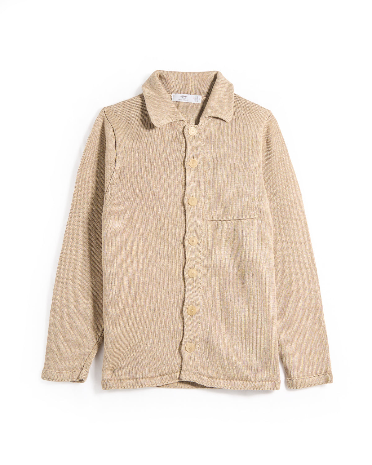 N42M Inis Meain 100% Washed Linen Classic Button Front Overshirt Sweater Natural 5 8063