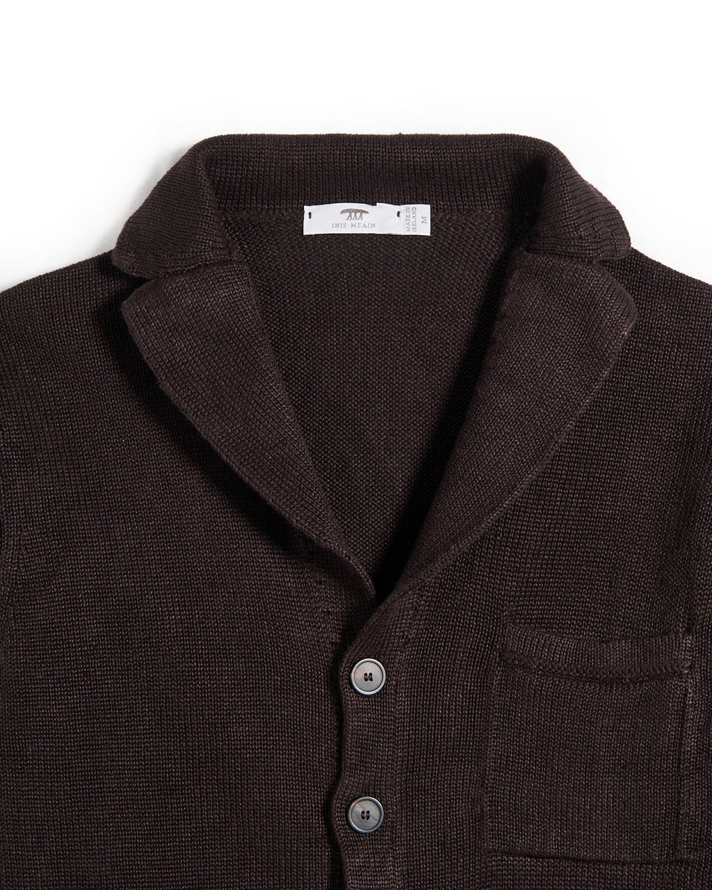 Inis Meain 100% Washed Linen Classic Pub Jacket Sweater Chocolate 4 8080