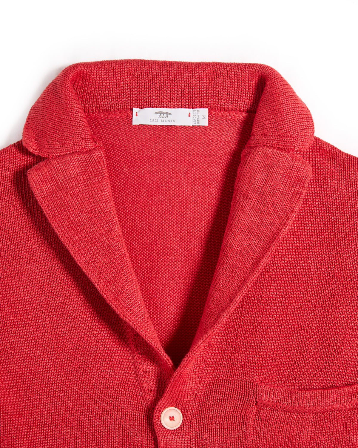 Inis Meain 100% Washed Linen Classic Pub Jacket Sweater Raspberry 9 8025
