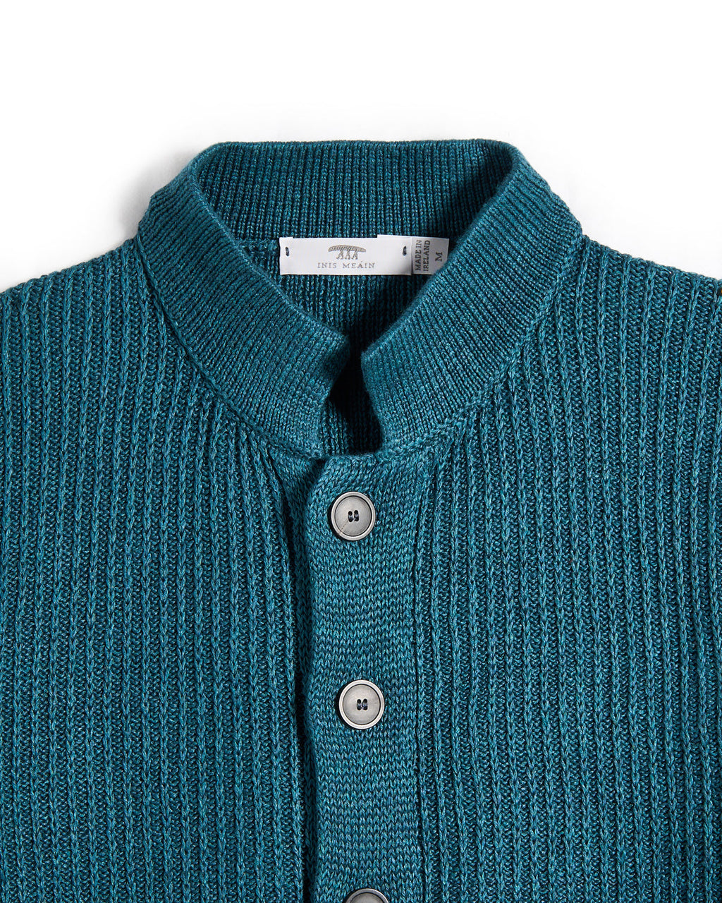 Inis Meain 100% Washed Linen Button Front Lightkeeper Sweater Teal 3 8071