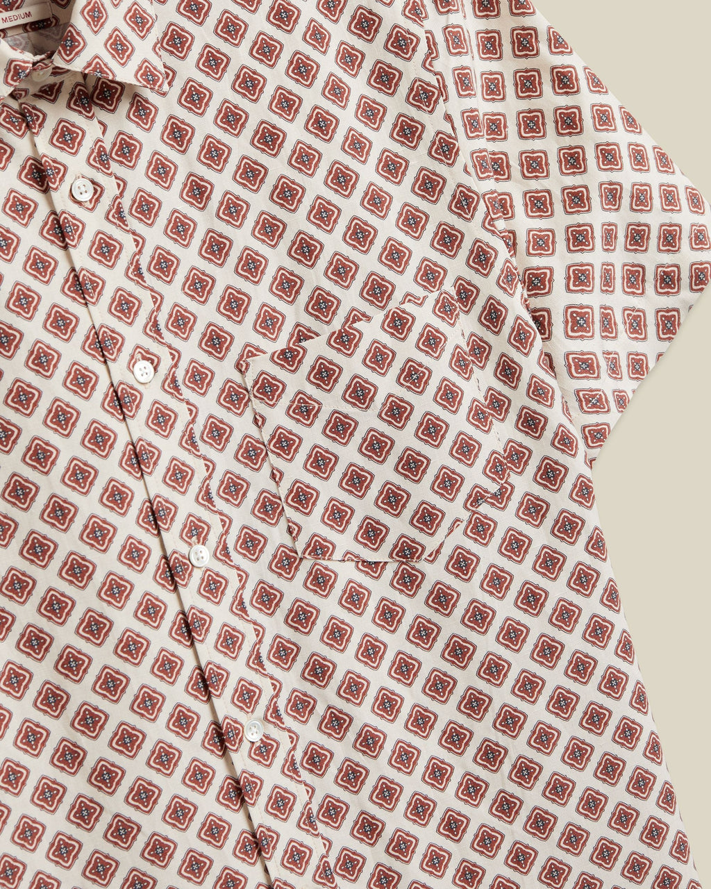 Portuguese Flannel Motif Silk  Linen Short Sleeve Shirt Brick 3