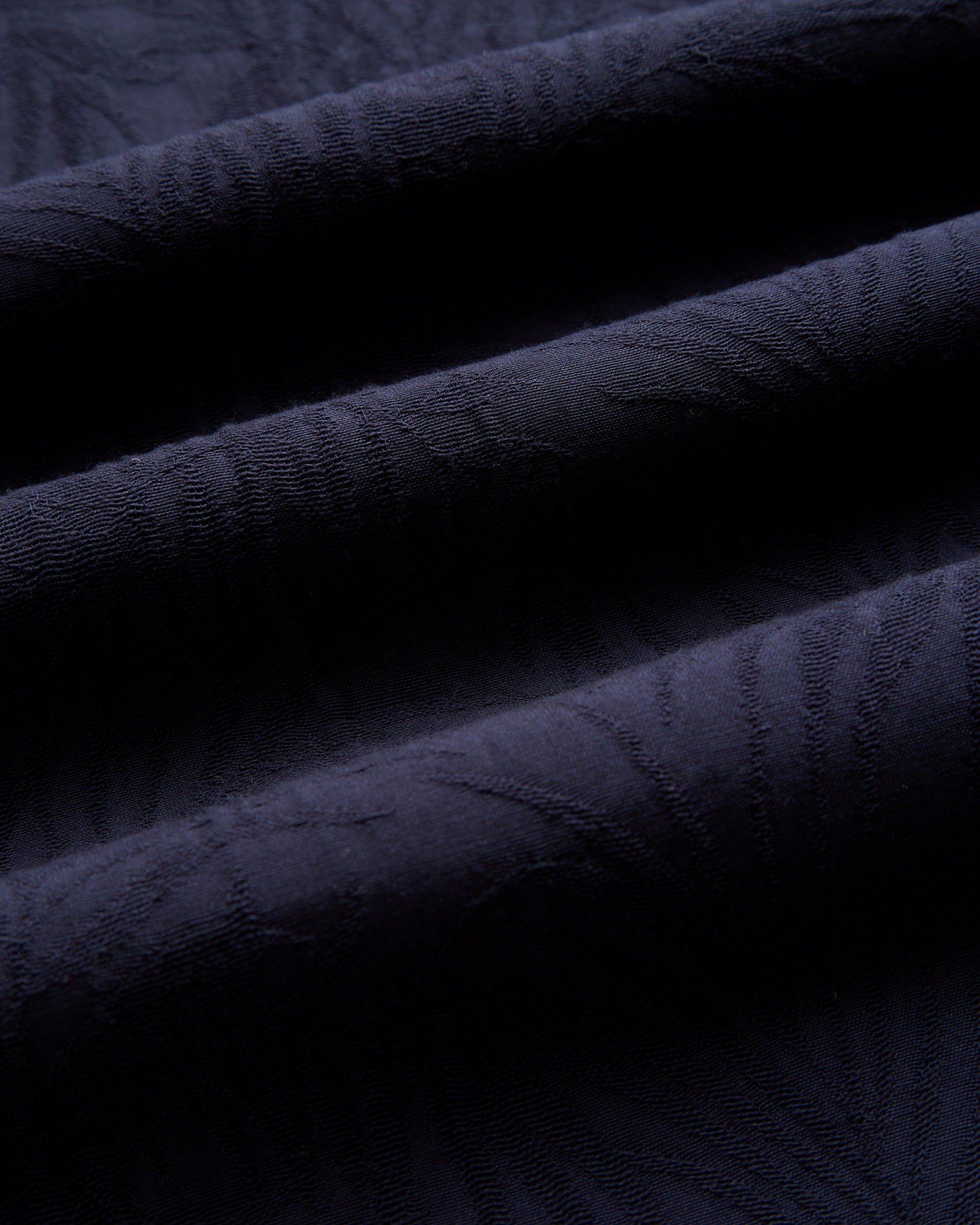 Portuguese Flannel Palm Cotton  Tencel Camp Collar Shirt Navy 4