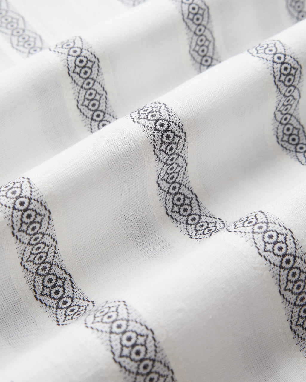 Portuguese Flannel Louro Cotton Fine Embroidered Stripe Camp Collar Shirt White 4