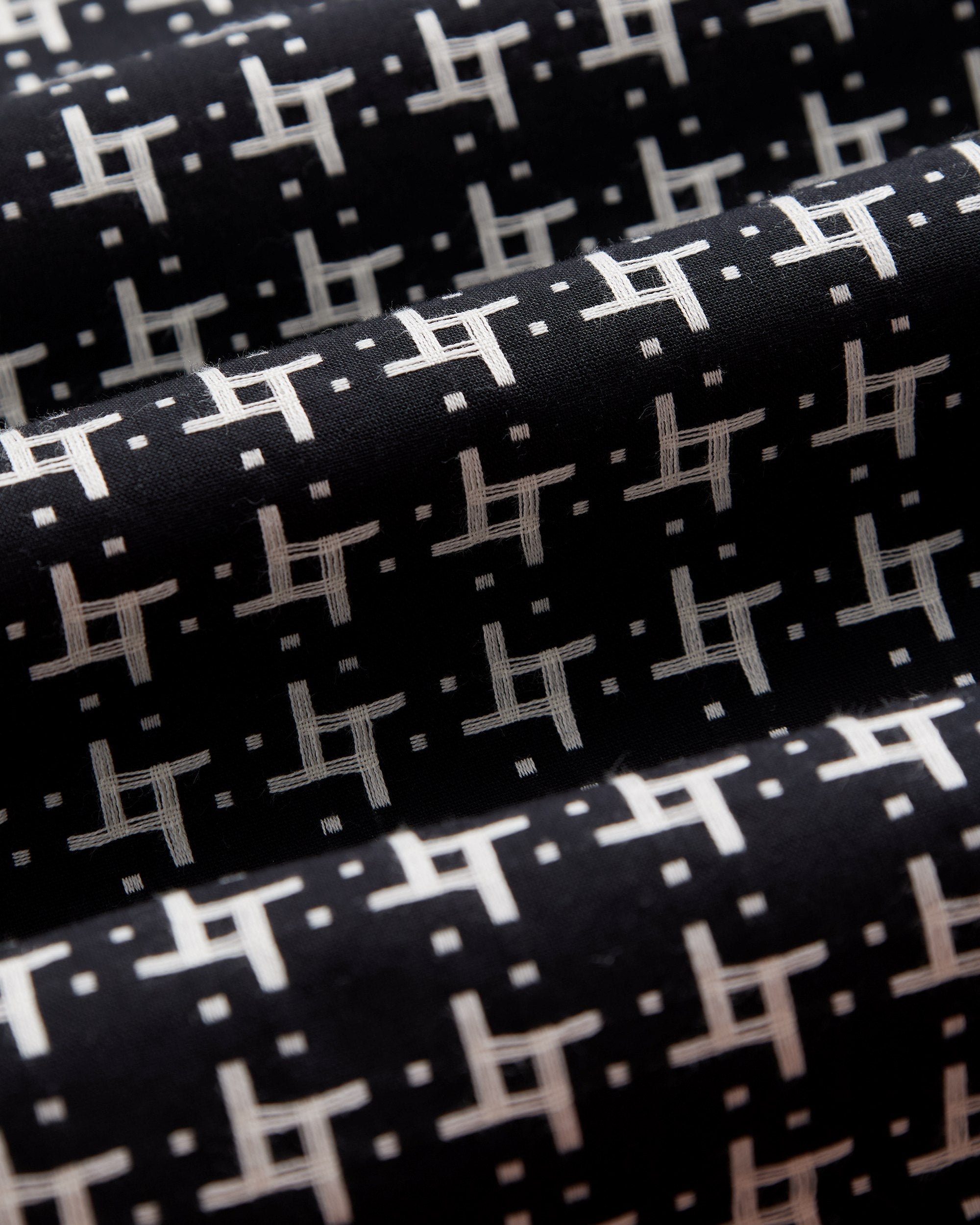 Portuguese Flannel Calypso Neat Design Cotton Camp Collar Shirt Black  White 4