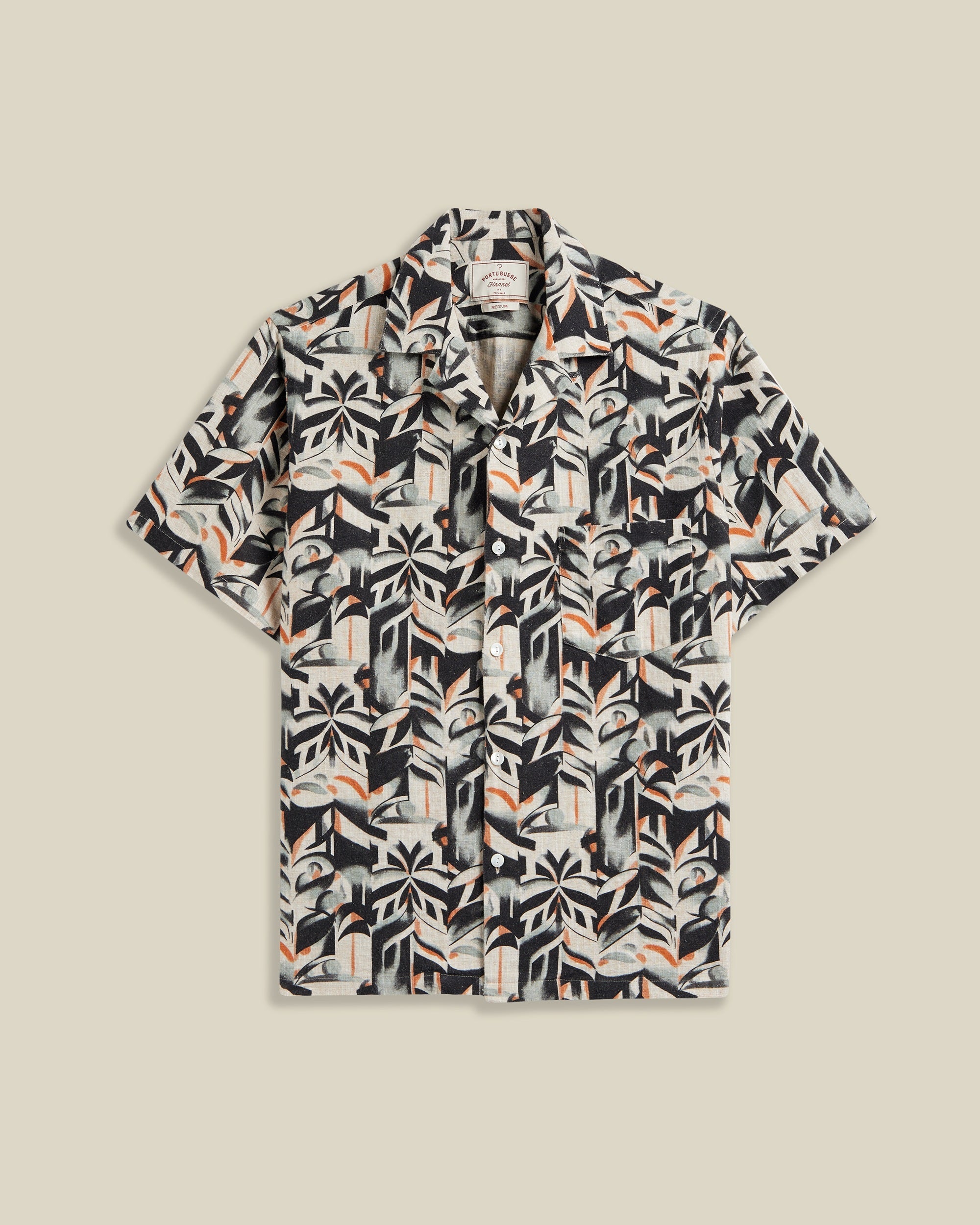 'Viva' Natural Linen & Cotton Camp Collar Shirt