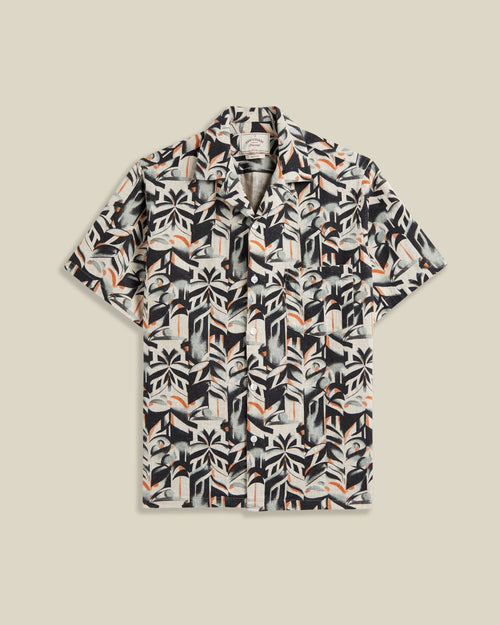 Portuguese Flannel Viva Natural Linen  Cotton Camp Collar Shirt Black 1