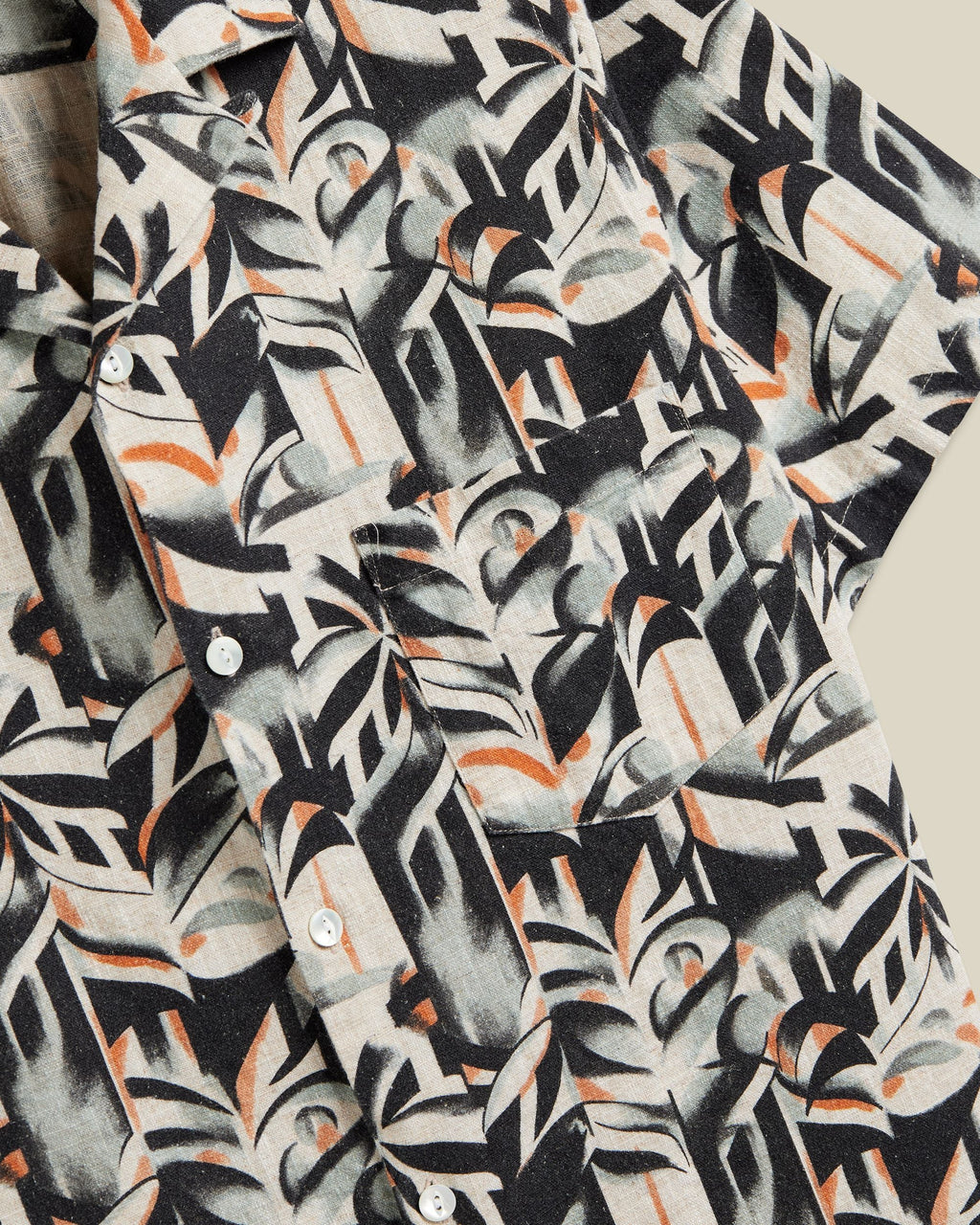 Portuguese Flannel Viva Natural Linen  Cotton Camp Collar Shirt Black 3