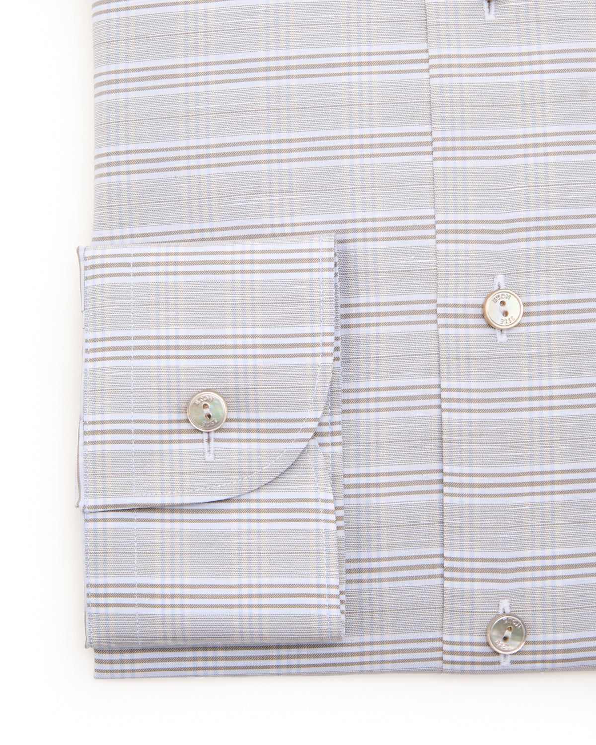 Eton Check Cotton 7 Linen Contemporary Shirt Beige 2 7499