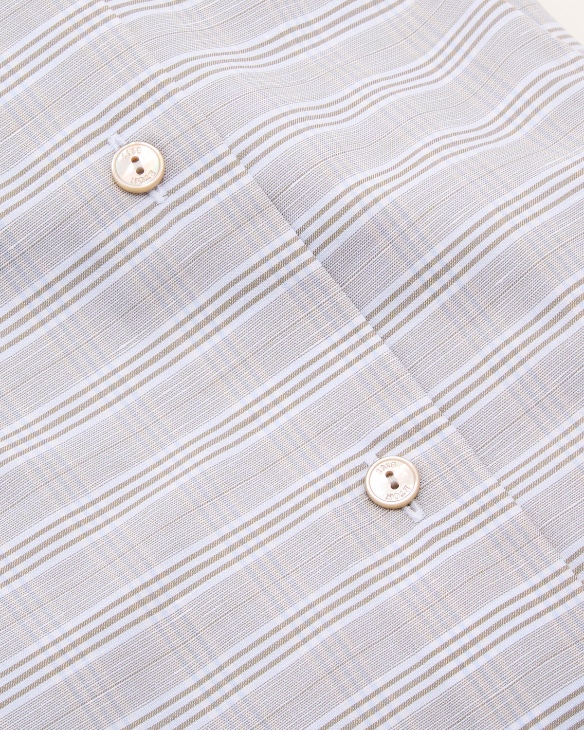 Eton Check Cotton 7 Linen Contemporary Shirt Beige 5 7498