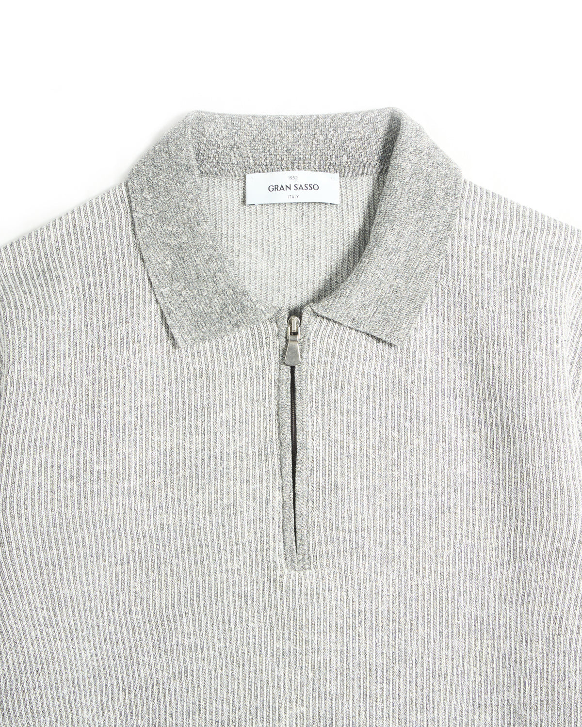 Gran Sasso Cotton  Linen Summer 1/4 Zip Polo Grey 2 7191