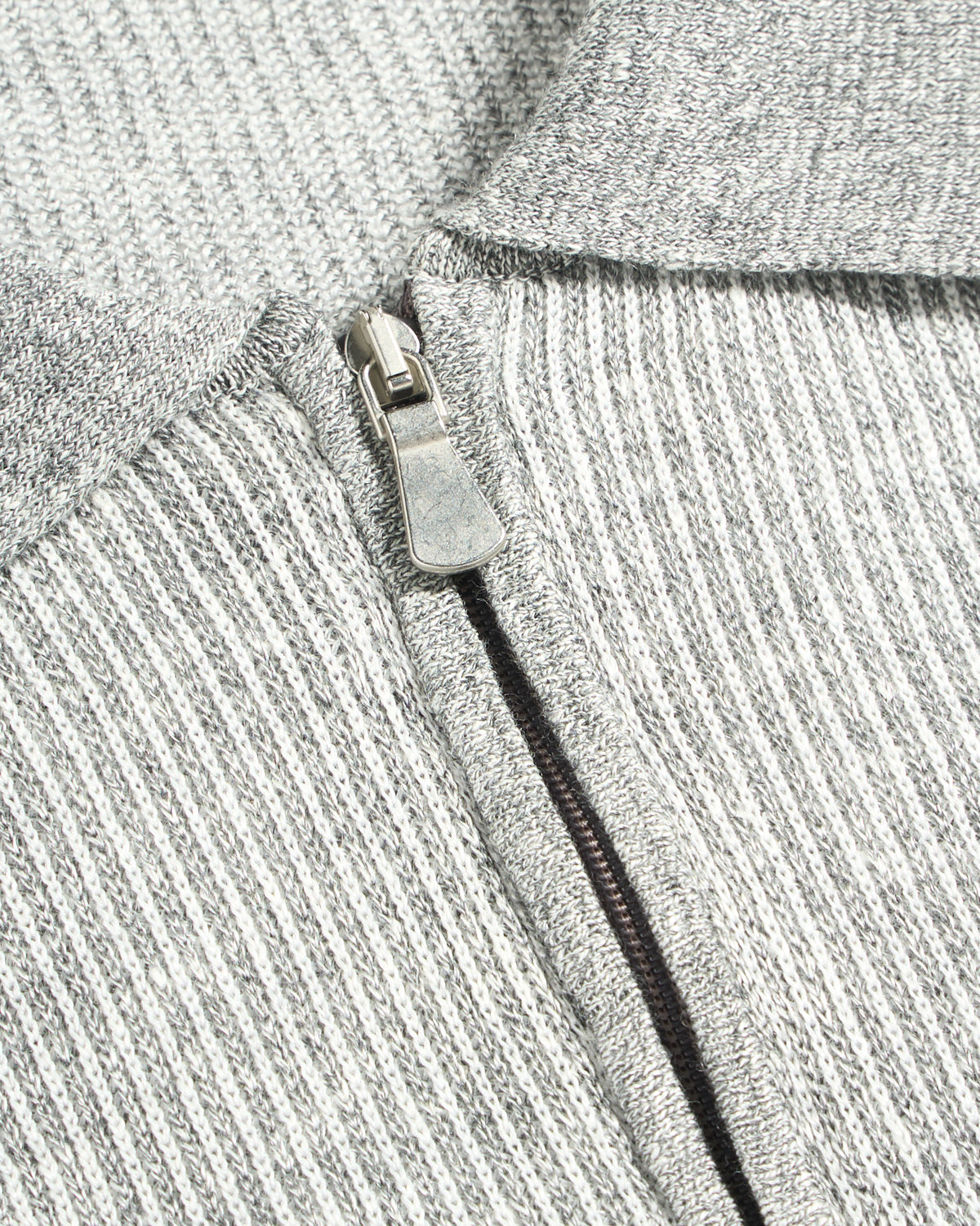 Gran Sasso Cotton  Linen Summer 1/4 Zip Polo Grey 3 7190