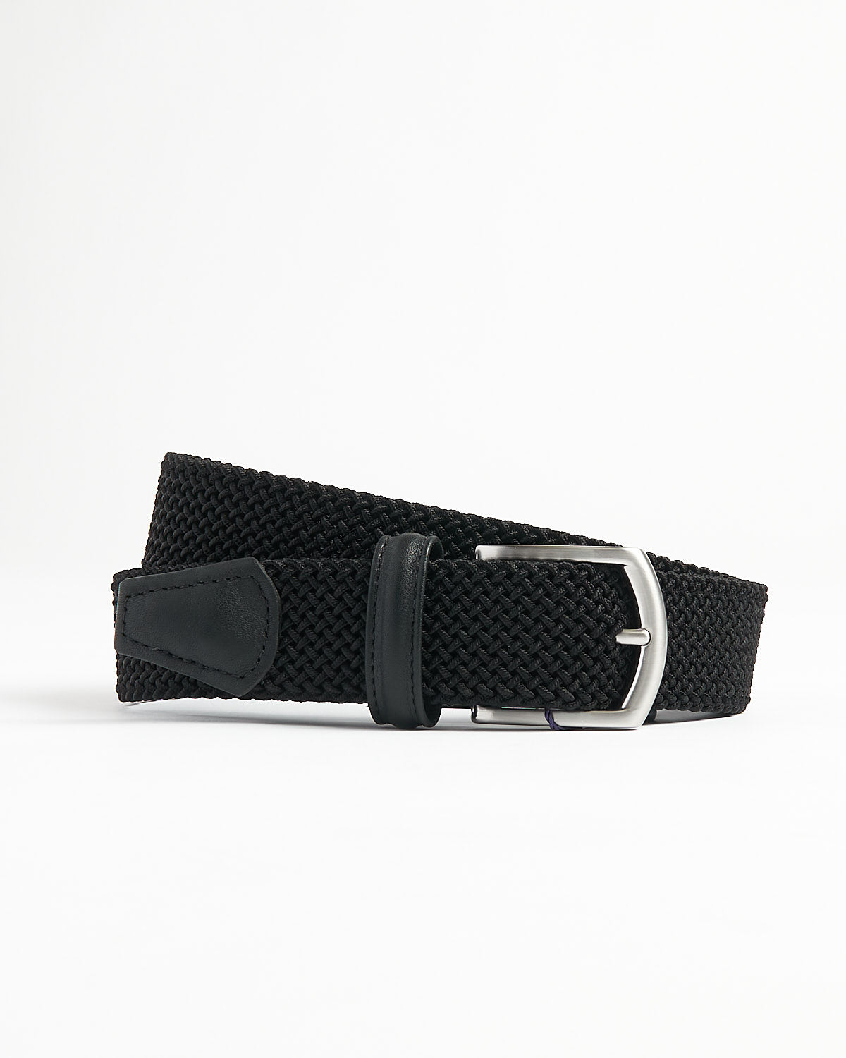 Black Tubular Braided Stretch Cotton Belt