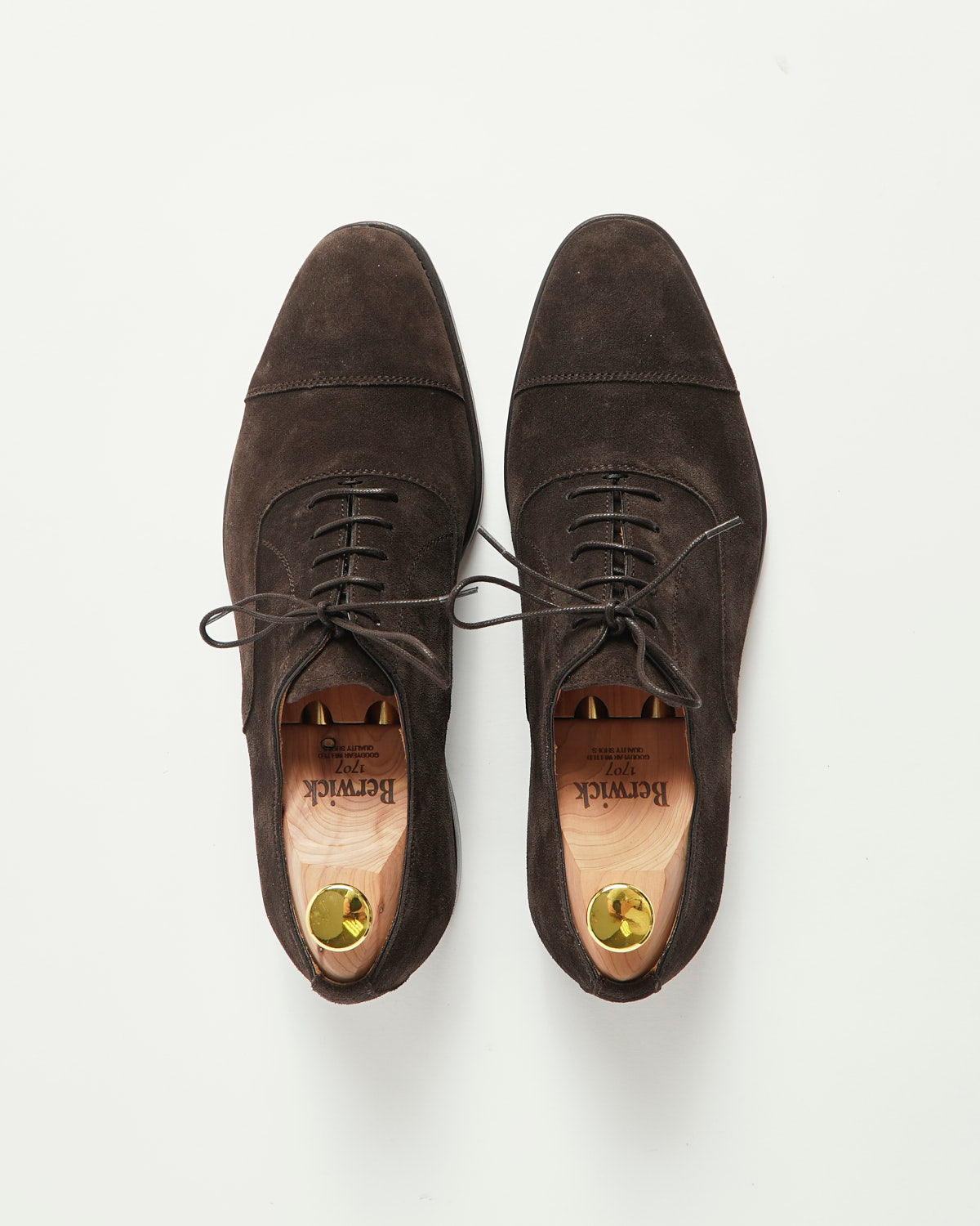 Berwick Chocolate Suede Cap Toe Oxford Dress Shoe