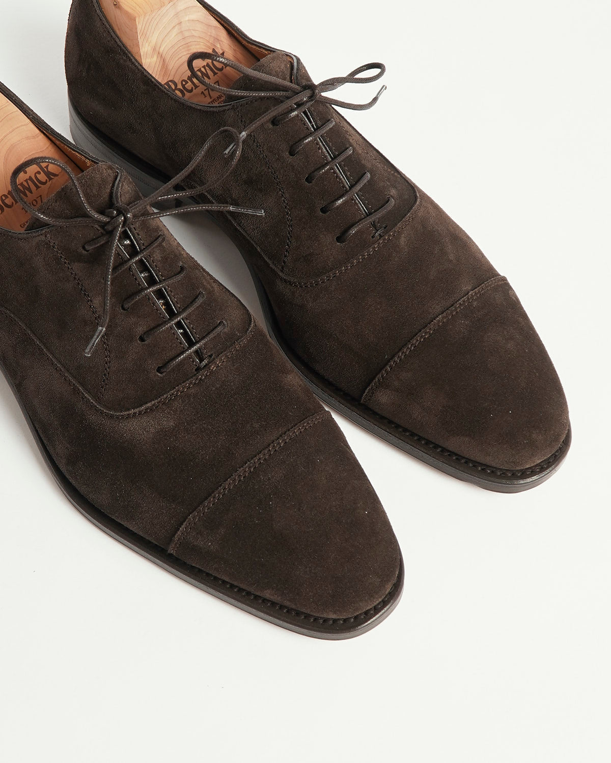 Berwick Chocolate Suede Cap Toe Oxford Dress Shoe