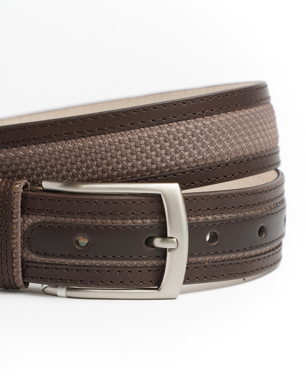 Leyva Brown Centre Fabric Inlay Belt 