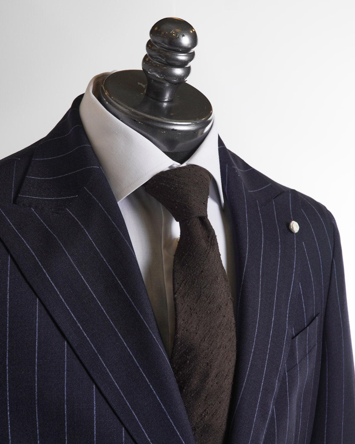 Luigi Bianchi Mantova Carlo Barbera 'Lana Viva' Navy Bold Stripe 3 Piece Suit