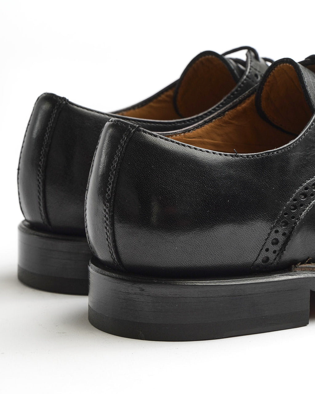 Rafaele D'Amelio Italian Made Black Calf Brogued Cap Toe Derby Dress Shoe