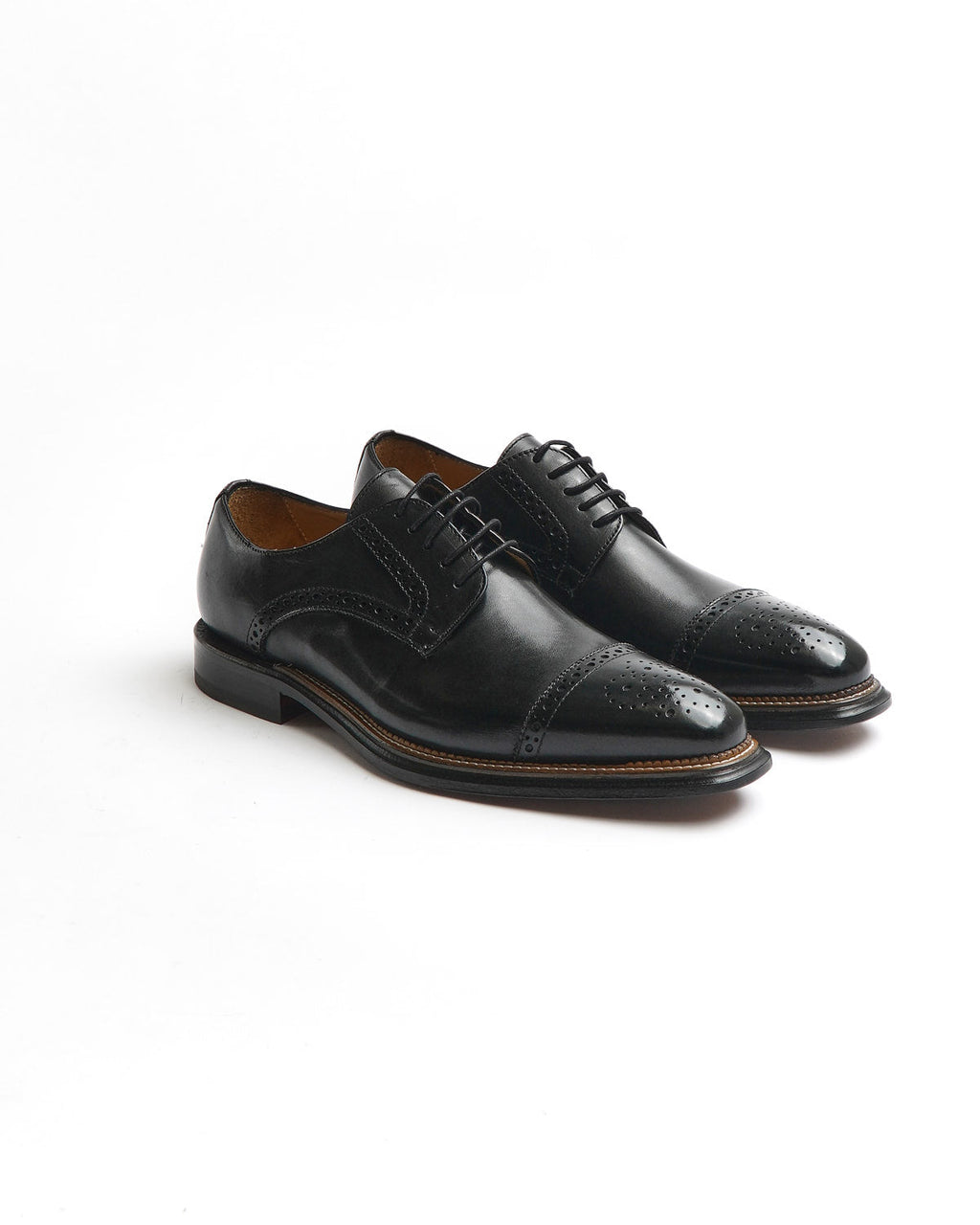 Rafaele D'Amelio Italian Made Black Calf Brogued Dress Shoe