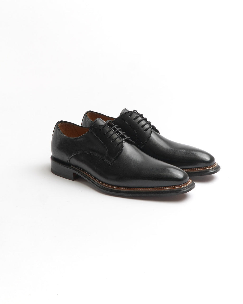 Rafaele D'Amelio Black Chiseled Toe Derby Italian Made Dress Shoe
