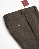 Echizenya Brown Wool Knit Puppytooth Stretch Trousers