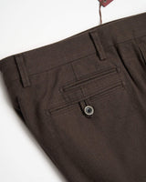 Echizenya Chocolate Brown Cotton Herringbone Pants