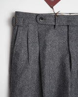 Echizenya Marled Grey Wool Double Pleat Japanese Trousers