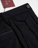 Echizenya Black Tech Wool Double Pleat Pants
