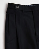 Echizenya Black Flannel Double Pleat Japanese Pants