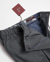 Echizenya Tech Grey Drawstring Travel Double Pleat Japanese Trousers