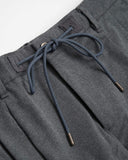 Echizenya Tech Grey Drawstring Travel Double Pleated Japanese Trousers